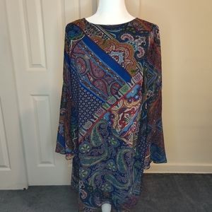 Paisley dress with bell sleeves